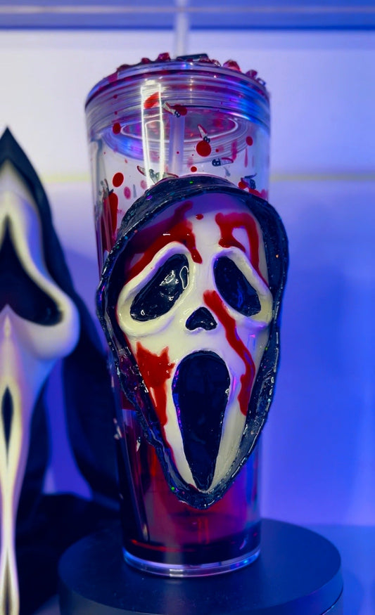 🩸 Gobelet Ghostface – Effet Lave Sang | Pièce Artisanale Unique 🔪 LF DESIGNS
